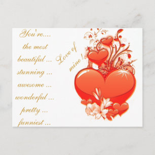 Liebe Sie Herzvalentine Romantische Liebe Feiertagspostkarte