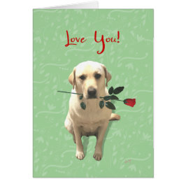 Liebe Sie Karte, Retriever Dog mit Rose, Adorable