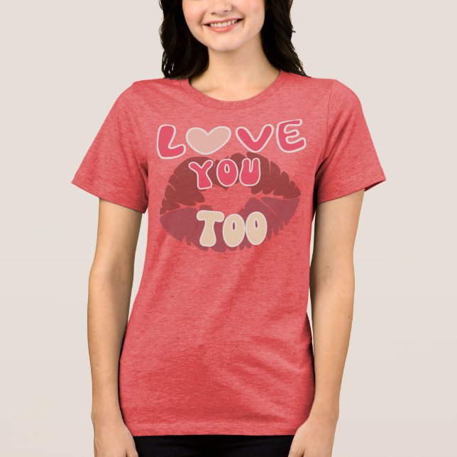 Liebe Sie Kiss Mark Romantic Lippprint Design Tri-Blend Shirt (Vorderseite)
