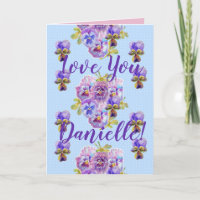 Liebe Sie Ladys Name Floral Pansy Wasserfarbkarte