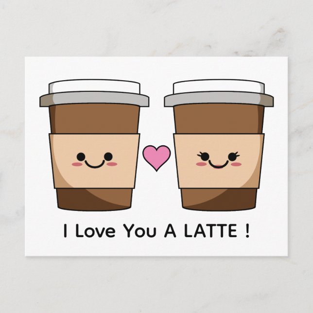Liebe Sie Latte-Kaffee Postkarte (Vorderseite)