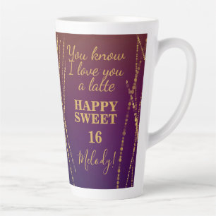 Liebe Sie Latte Red Burgundy Glam Sweet 16 Geburts Milchtasse