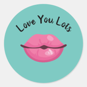 Liebe Sie lieben große Kissy Lips Runder Aufkleber