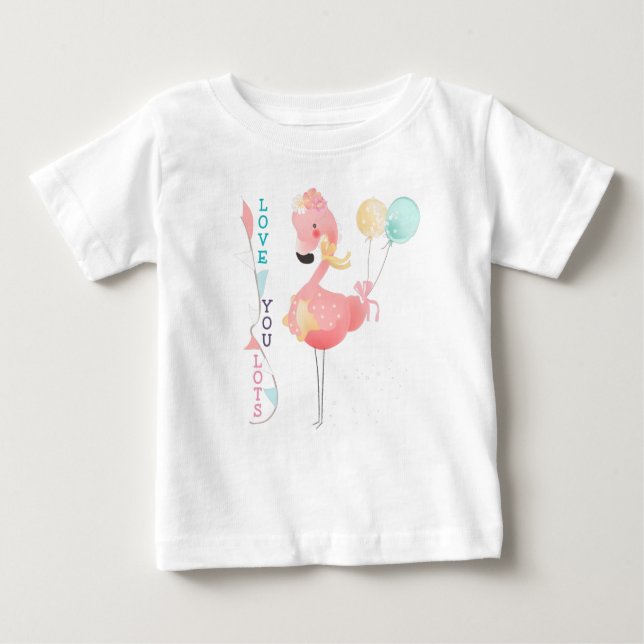Liebe Sie lieben Niedlich rosa Flamingo Baby T-shirt (Vorderseite)