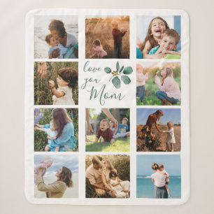 Liebe Sie Mama Familienfoto Collage Eukalyptus Sherpadecke