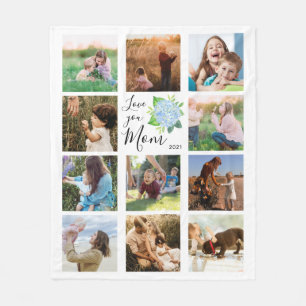 Liebe Sie Mama Familienfoto Collage Hydrangea Bläs Fleecedecke