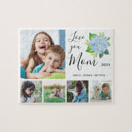 Liebe Sie Mama Familienfoto Collage Hydrangea Puzzle