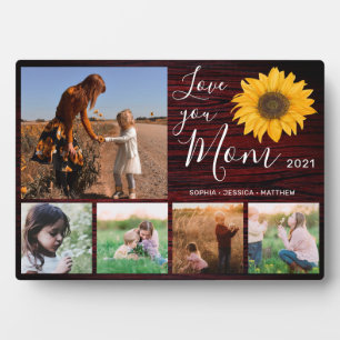 Liebe Sie Mama Familienfoto Collage Rustikale Sonn Fotoplatte
