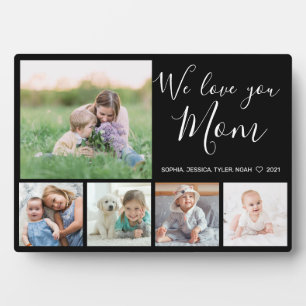 Liebe Sie Mama Familienfoto Collage Schwarz Fotoplatte