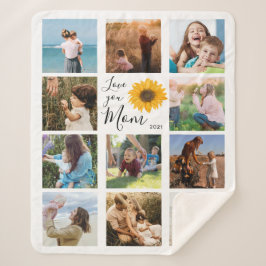 Liebe Sie Mama Familienfoto Collage Sonnenblumen Sherpadecke