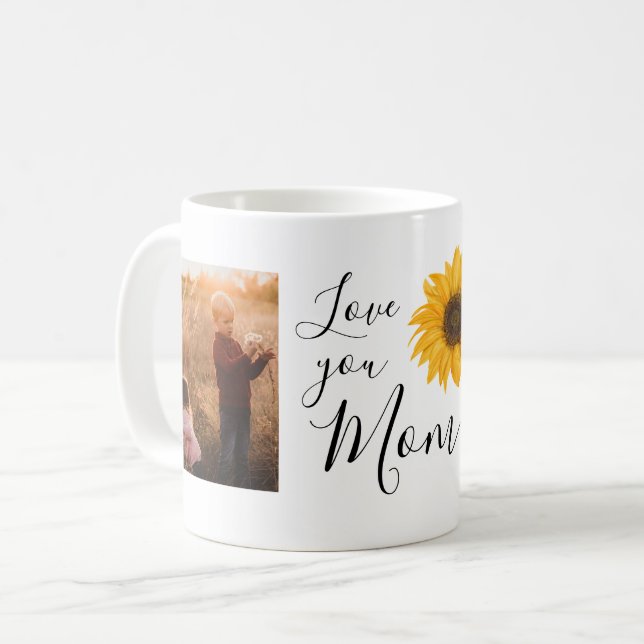 Liebe Sie Mama Fotos der Familie Sonnenblumen Kaffeetasse (Vorderseite Links)