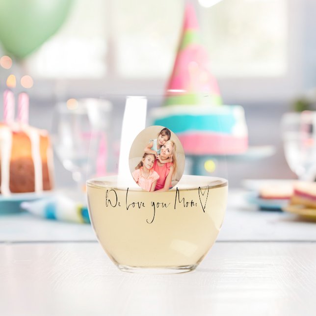 Liebe Sie Mama Herzliche benutzerdefinierte Foto-S Weinglas Ohne Stiel (Insitu (Geburtstag))