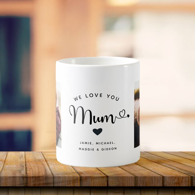 Liebe Sie Mama hört Custom Two Foto Trendy Chic Kaffeetasse (Von Creator hochgeladen)