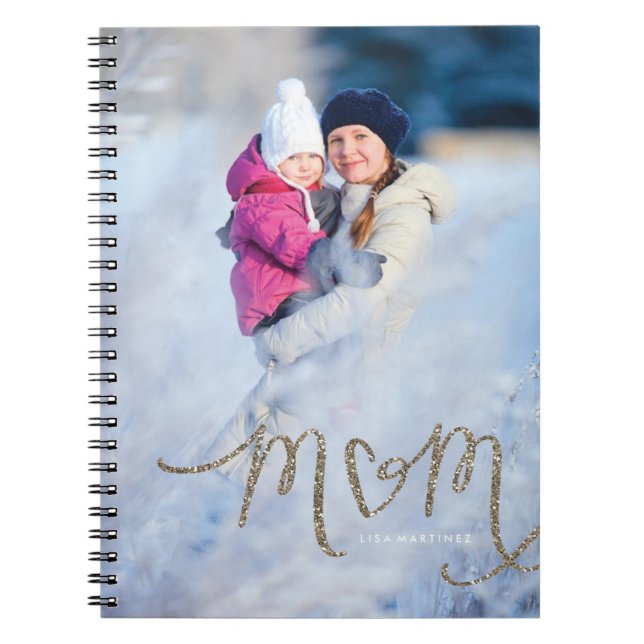Liebe Sie, Mama Journal - Gold Glitzer Notizblock (Vorderseite)