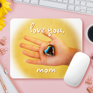 Liebe Sie Mama Kind Hand halten Blue Heart Foto Mousepad