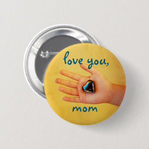 Liebe Sie Mama Kind Hand halten Glas Herz Foto Button