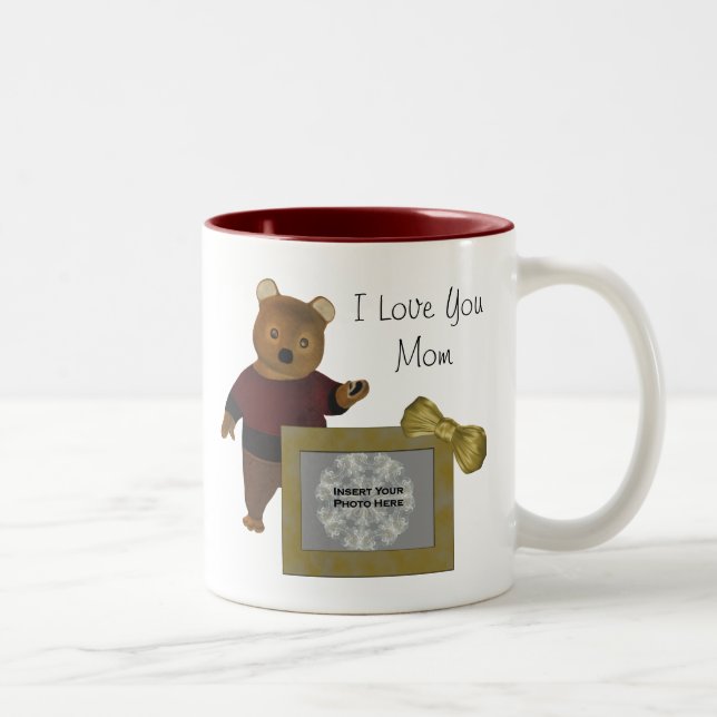Liebe Sie Mama Niedlich Bear Personalisierte Foto  Zweifarbige Tasse (Rechts)