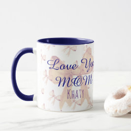 Liebe Sie Mama Niedlich Ribbon Blue Modern Modern Tasse