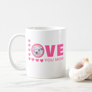 Liebe Sie Mama Niedliche Welpen Hund Foto Rosa Kaffeetasse
