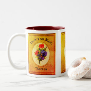 Liebe Sie Mama Personalisiert Blue Iris Bouquet Zweifarbige Tasse