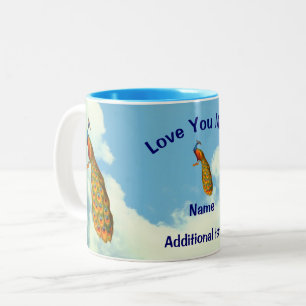 Liebe Sie Mama Pfau Personalisiert Zweifarbige Tasse