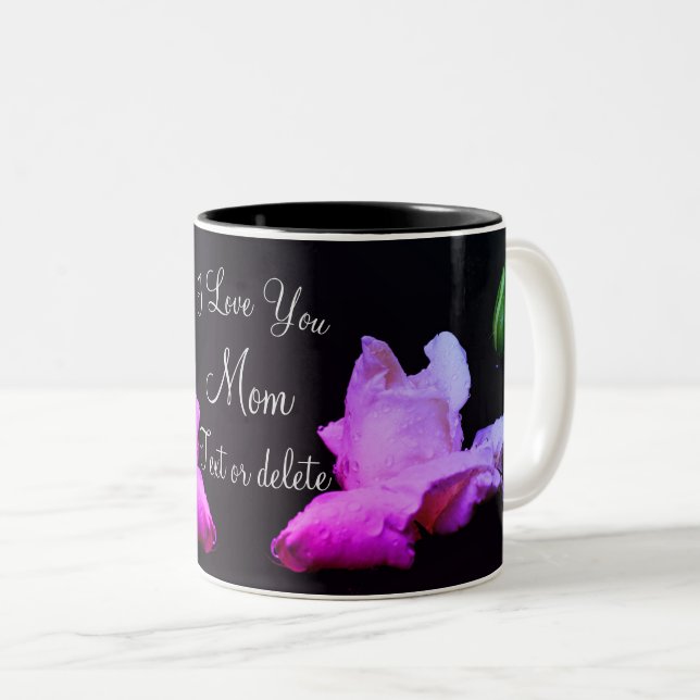 Liebe Sie Mama Rainbow Rosenknospe Personalisiert Zweifarbige Tasse (VorderseiteRechts)
