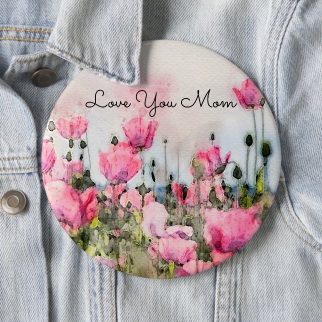 Liebe Sie Mama Rosa Blumenwasser Button (Beispiel)