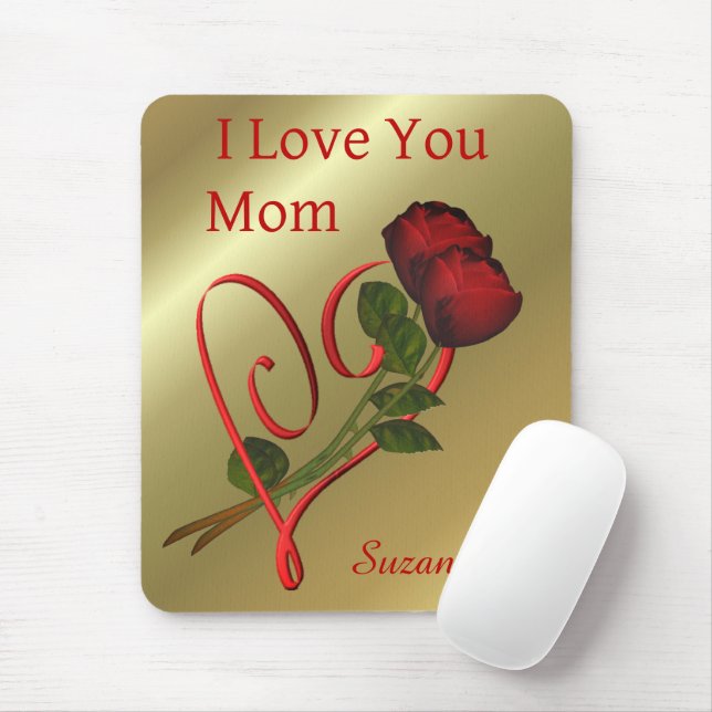 Liebe Sie Mama Rote Rosen Herzlich Personalisiert Mousepad (Mit Mouse)