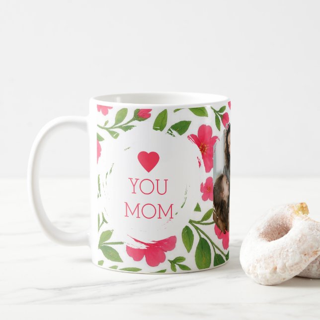 "Liebe Sie Mama Tasse - Red Blume Design & Foto (Mit Donut)