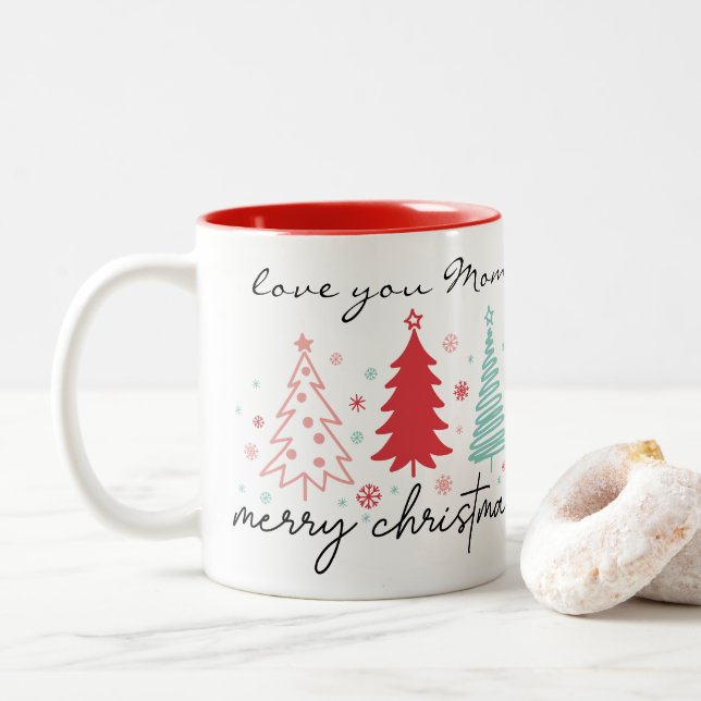 Liebe Sie Mama Weihnachtsbaum Snowflake Tasse (Mit Donut)