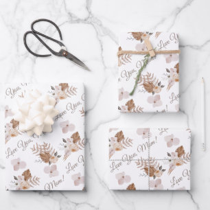 Liebe Sie Mama Wrapping Paper Flat Sheet Set 3 Geschenkpapier Set