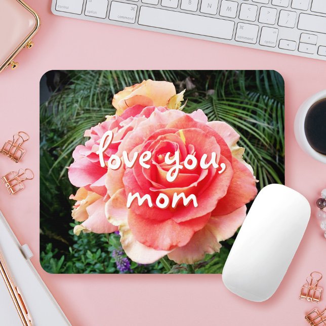 Liebe Sie Mama Zitat Rosa Fotografie kühne Chic Mousepad (Von Creator hochgeladen)