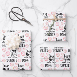 Liebe Sie mehr als Donuts Umschlag Papierblätter Geschenkpapier Set