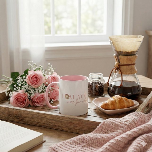 Liebe Sie mehr als Kaffee Tasse (Let someone special know how much you love them with this, "Love you more than coffee" mug! )