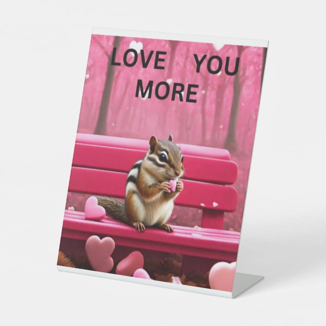 Liebe Sie mehr Chipmunk und Bonbons Herz Sockelschild (Vorderseite)