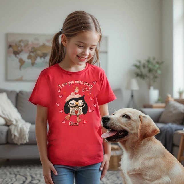 Liebe Sie mehr Owl Red T - Shirt (Love you more Owl Red T-Shirt)
