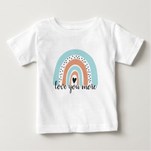 Liebe Sie mehr Regenbogen Herz Blue Peach Baby T-shirt