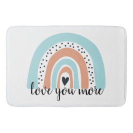 Liebe Sie mehr Regenbogen Herz Blue Peach Badematte