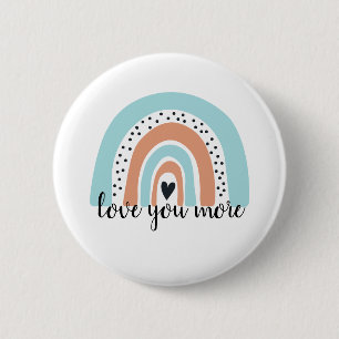 Liebe Sie mehr Regenbogen Herz Blue Peach Button