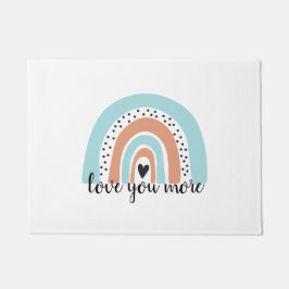 Liebe Sie mehr Regenbogen Herz Blue Peach Fußmatte