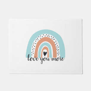 Liebe Sie mehr Regenbogen Herz Blue Peach Fußmatte