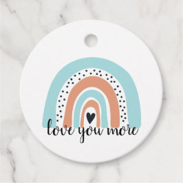 Liebe Sie mehr Regenbogen Herz Blue Peach Geschenkanhänger