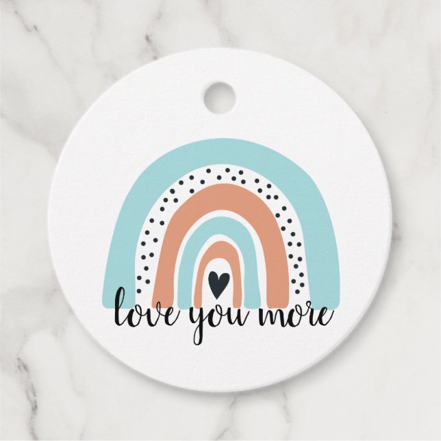 Liebe Sie mehr Regenbogen Herz Blue Peach Geschenkanhänger (Vorderseite)