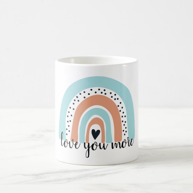 Liebe Sie mehr Regenbogen Herz Blue Peach Kaffeetasse (Mittel)
