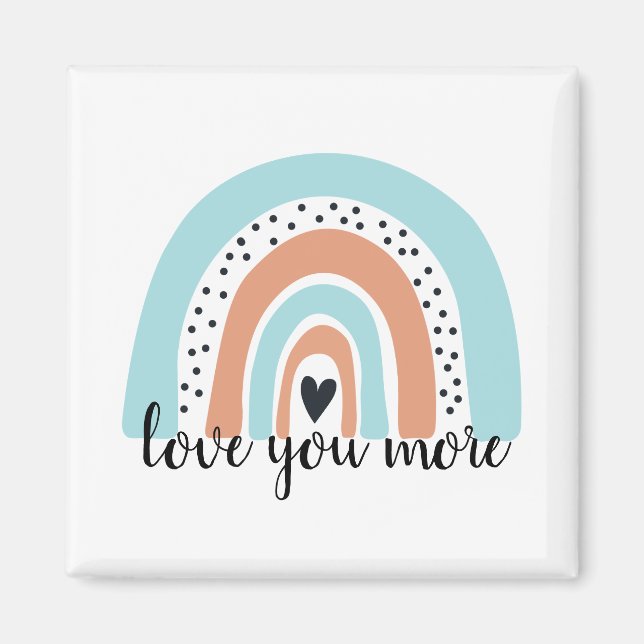 Liebe Sie mehr Regenbogen Herz Blue Peach Magnet (Vorne)