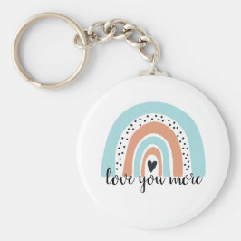 Liebe Sie mehr Regenbogen Herz Blue Peach Schlüsselanhänger