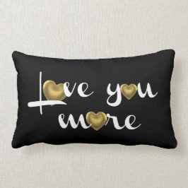 Liebe Sie mehr, weiße w-Goldherzen auf Schwarzem Lendenkissen