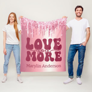 LIEBE SIE MEHR WERTE PINK GLITZER TROPFEN CUSTOM FLEECEDECKE