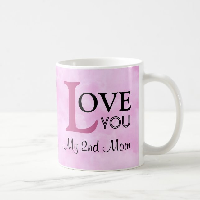 Liebe Sie meine 2. Mama-rosa Namenswolken Kaffeetasse (Rechts)