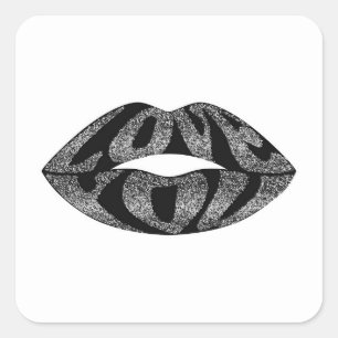 Liebe Sie mit Glitterbuchstaben innerhalb der Quadratischer Aufkleber